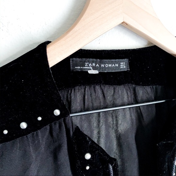 ZARA velvet and sheer beaded black blouse - Picture 2 of 5